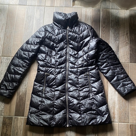 Michael Kors Shiny Black Puffer Coat - Picture 2 of 8